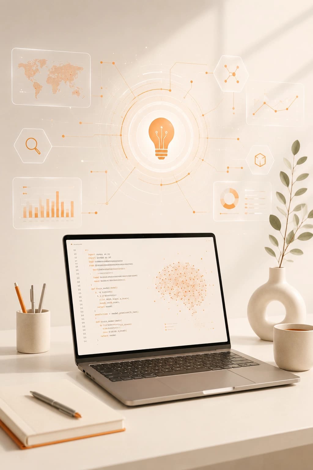 Engineer building products on screen